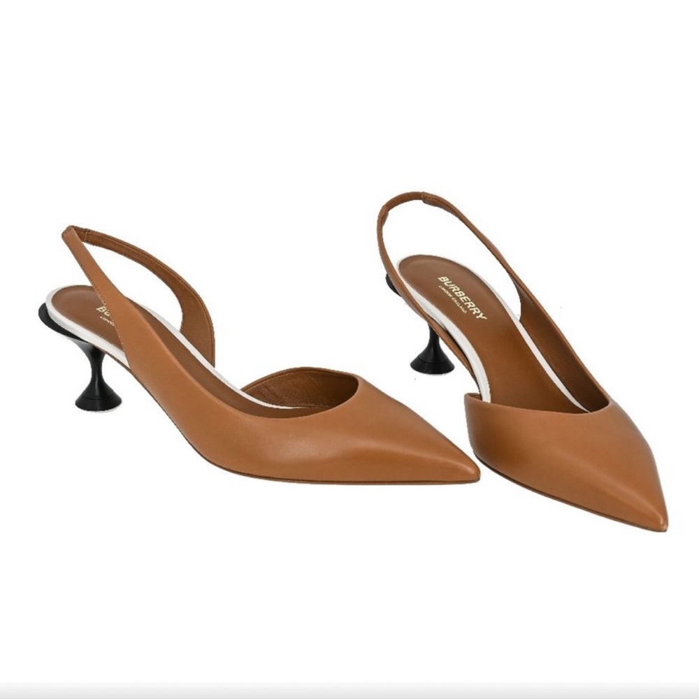 Burberry Leather Mid-Heel Slingback Pumps rare find